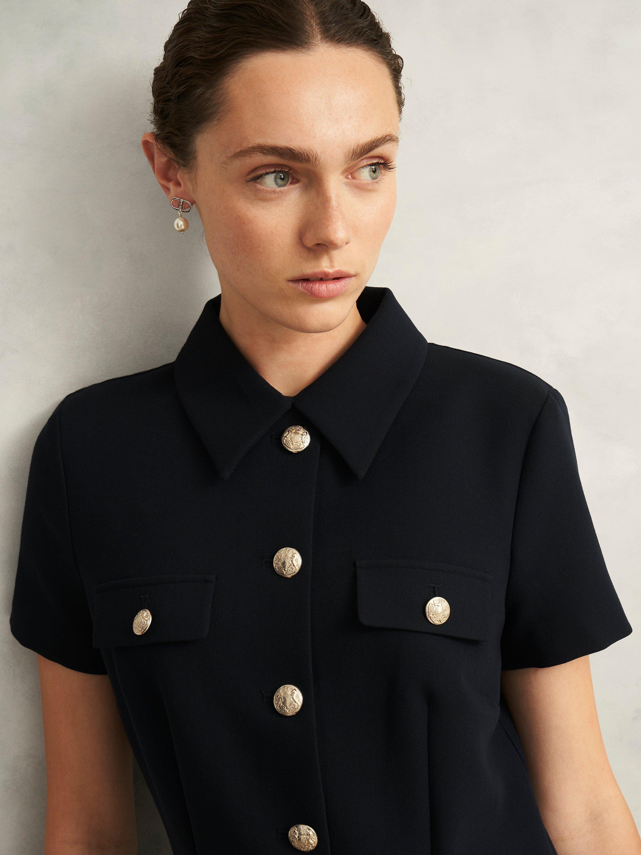 Product image 3 of 6, which shows Hobbs Nadiya Shift Mini Dress, Navy, 10