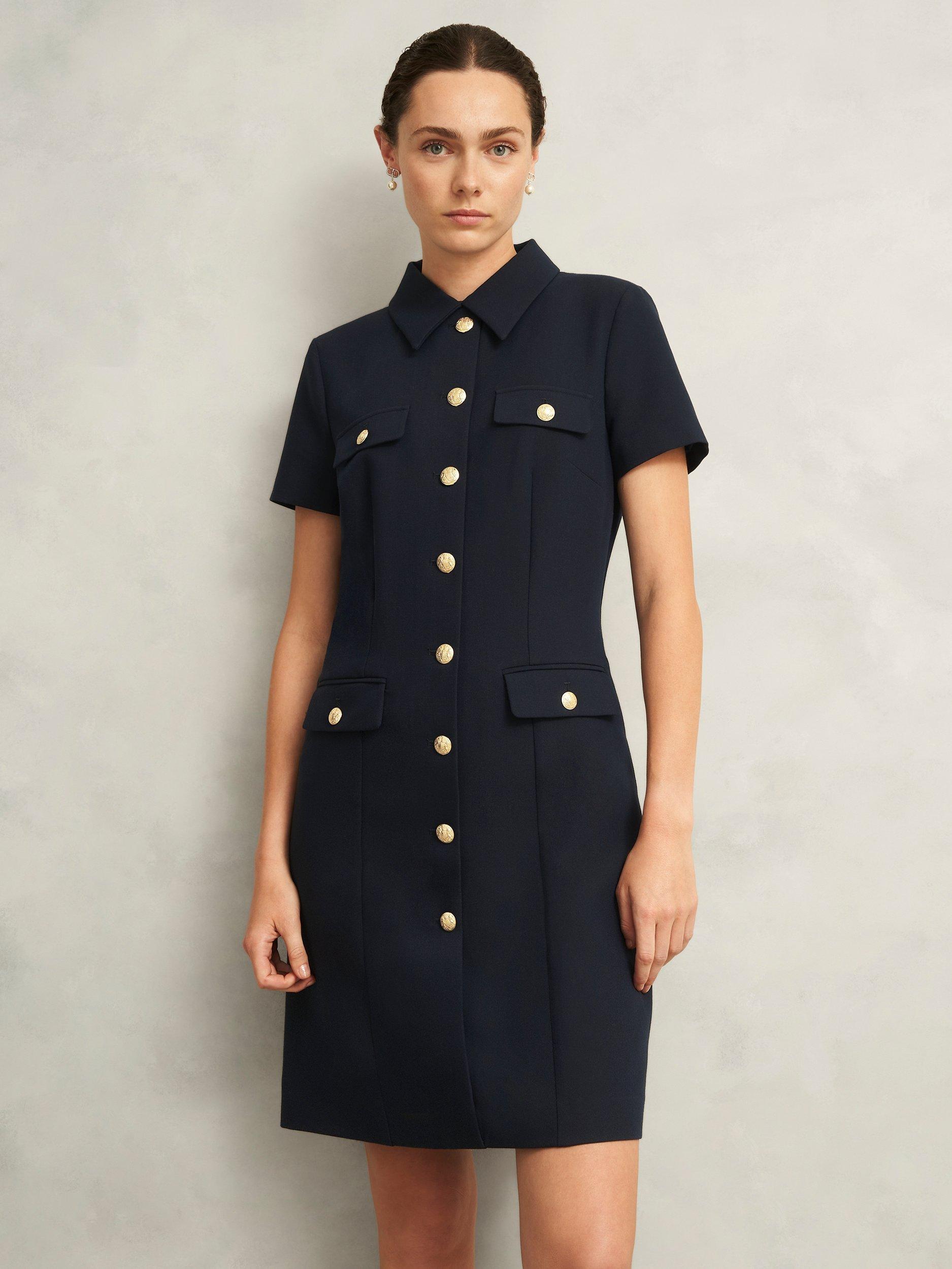 Product image 5 of 6, which shows Hobbs Nadiya Shift Mini Dress, Navy, 10