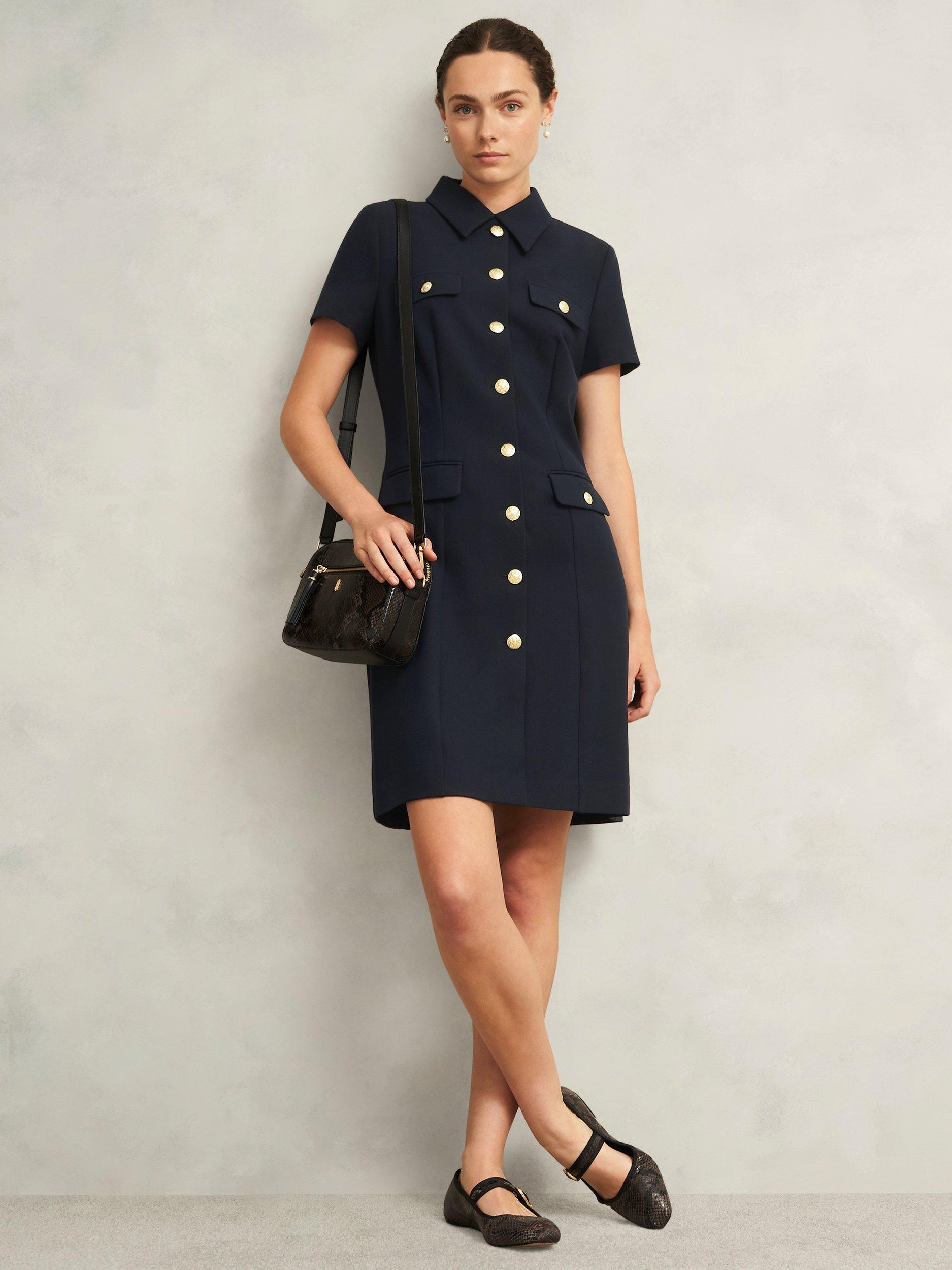 Product image 6 of 6, which shows Hobbs Nadiya Shift Mini Dress, Navy, 10