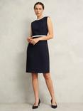 Hobbs Sally Contrast Trim Shift Dress, Navy/Ivory