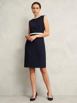Hobbs Sally Contrast Trim Shift Dress, Navy/Ivory, Navy/Ivory