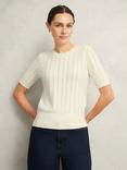 Hobbs Calla Pointelle Stitch Jumper, Warm Ivory
