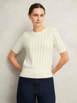 Hobbs Calla Pointelle Stitch Jumper, Warm Ivory, Warm Ivory