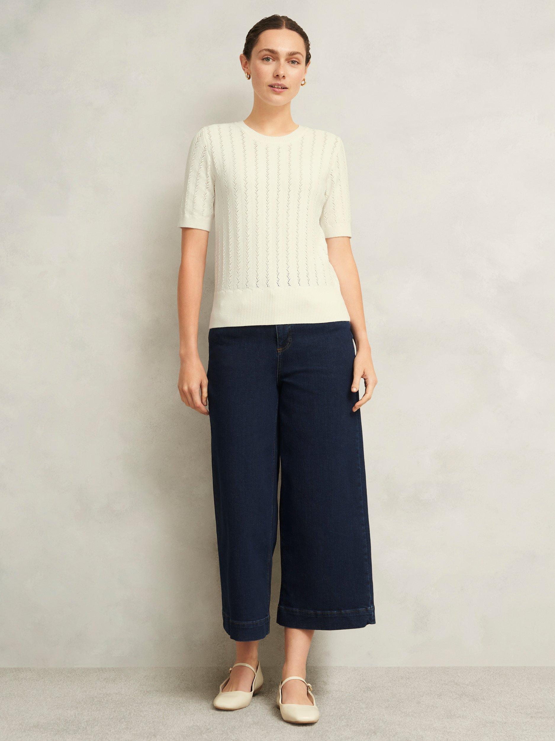 Product image 5 of 6, which shows Hobbs Calla Pointelle Stitch Jumper, Warm Ivory, L