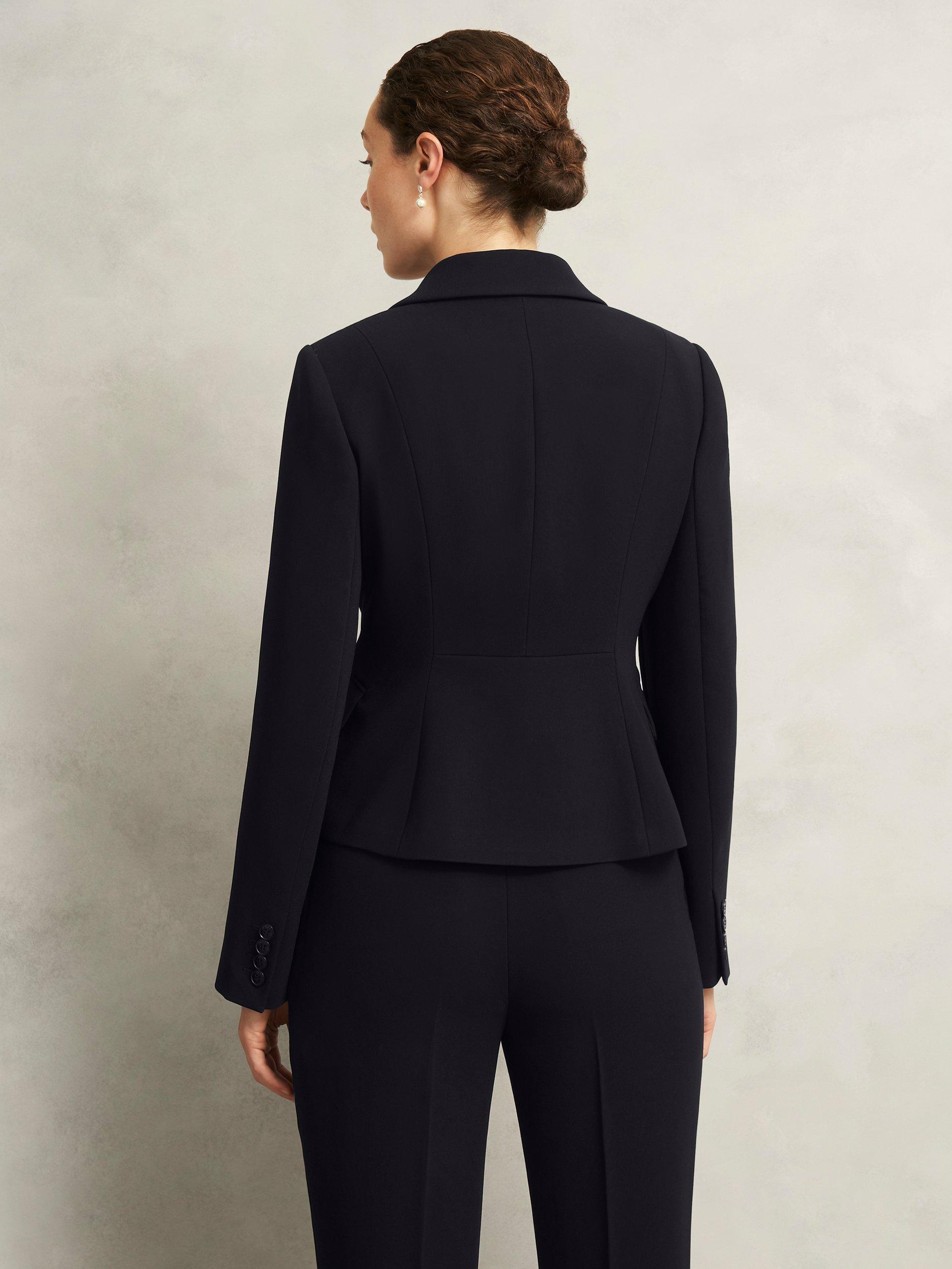 Product image 2 of 5, which shows Hobbs Petite Rae Crepe Blazer, Black, 10