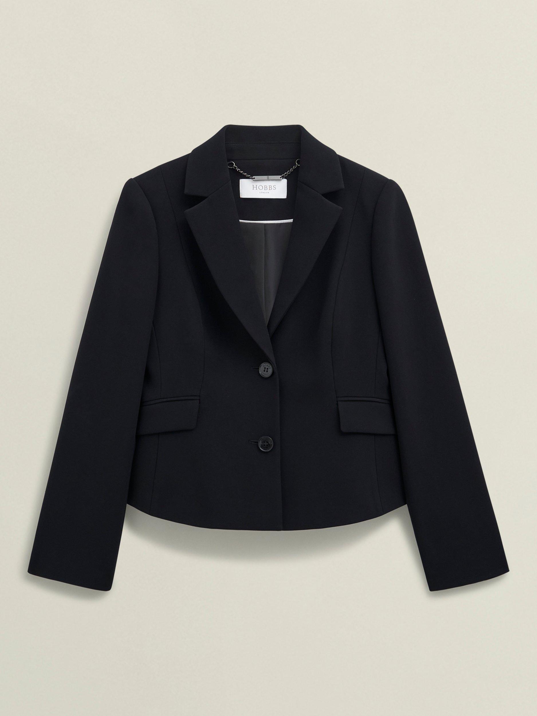 Product image 4 of 5, which shows Hobbs Petite Rae Crepe Blazer, Black, 10