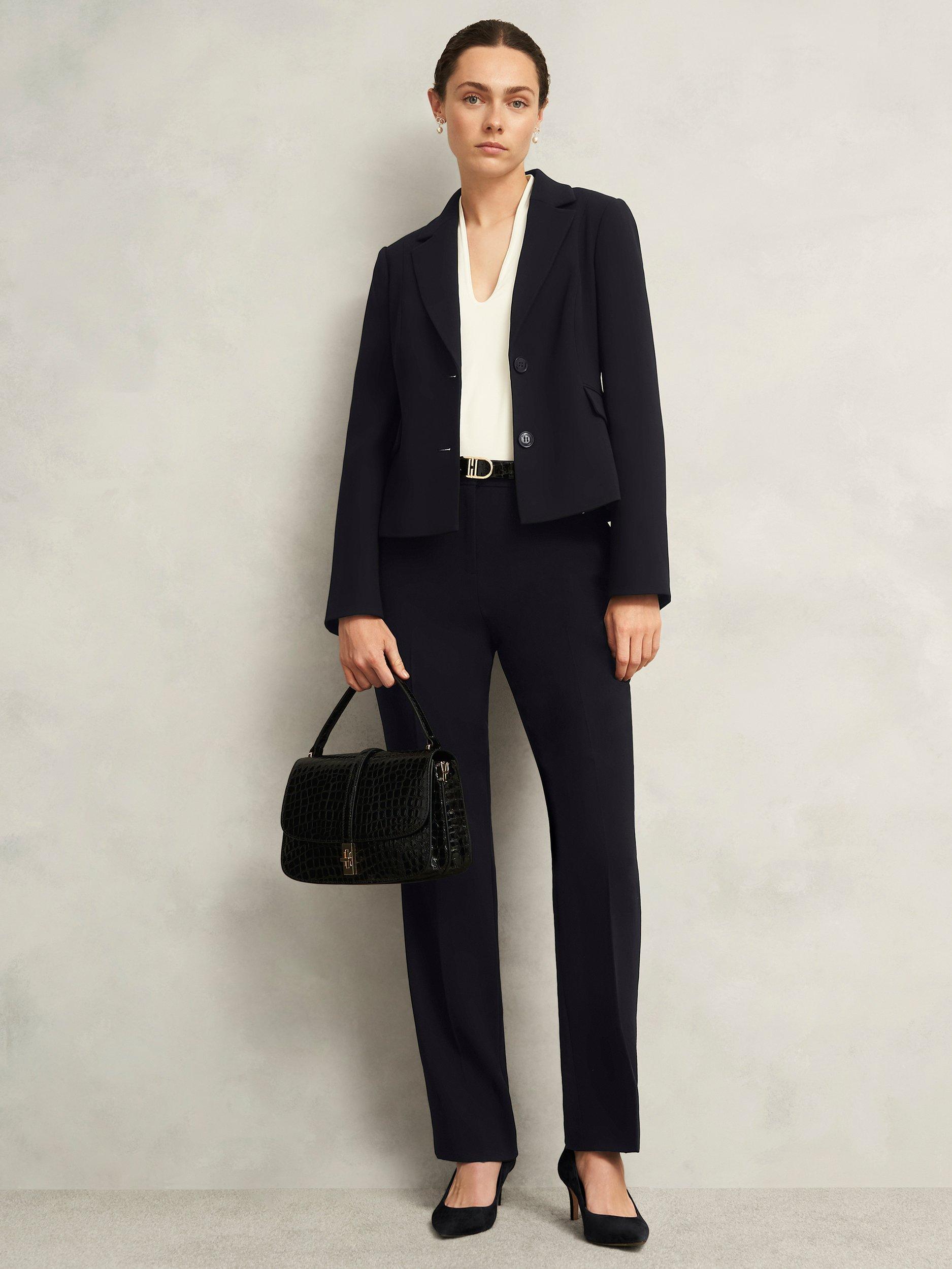 Product image 5 of 5, which shows Hobbs Petite Rae Crepe Blazer, Black, 10