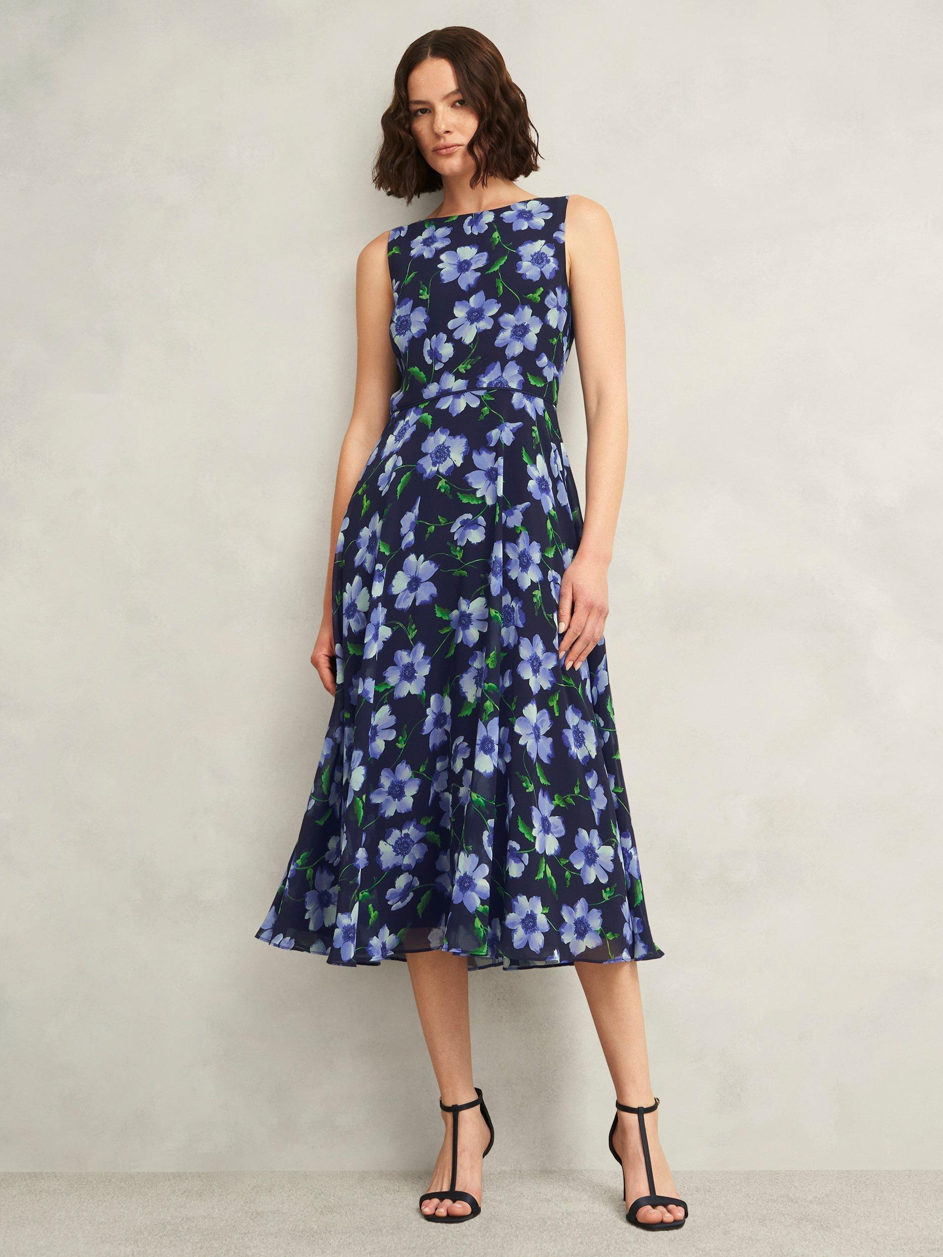 Product image 1 of 5, which shows Hobbs Petite Carly Floral Dress, Midnight/Multi, 12