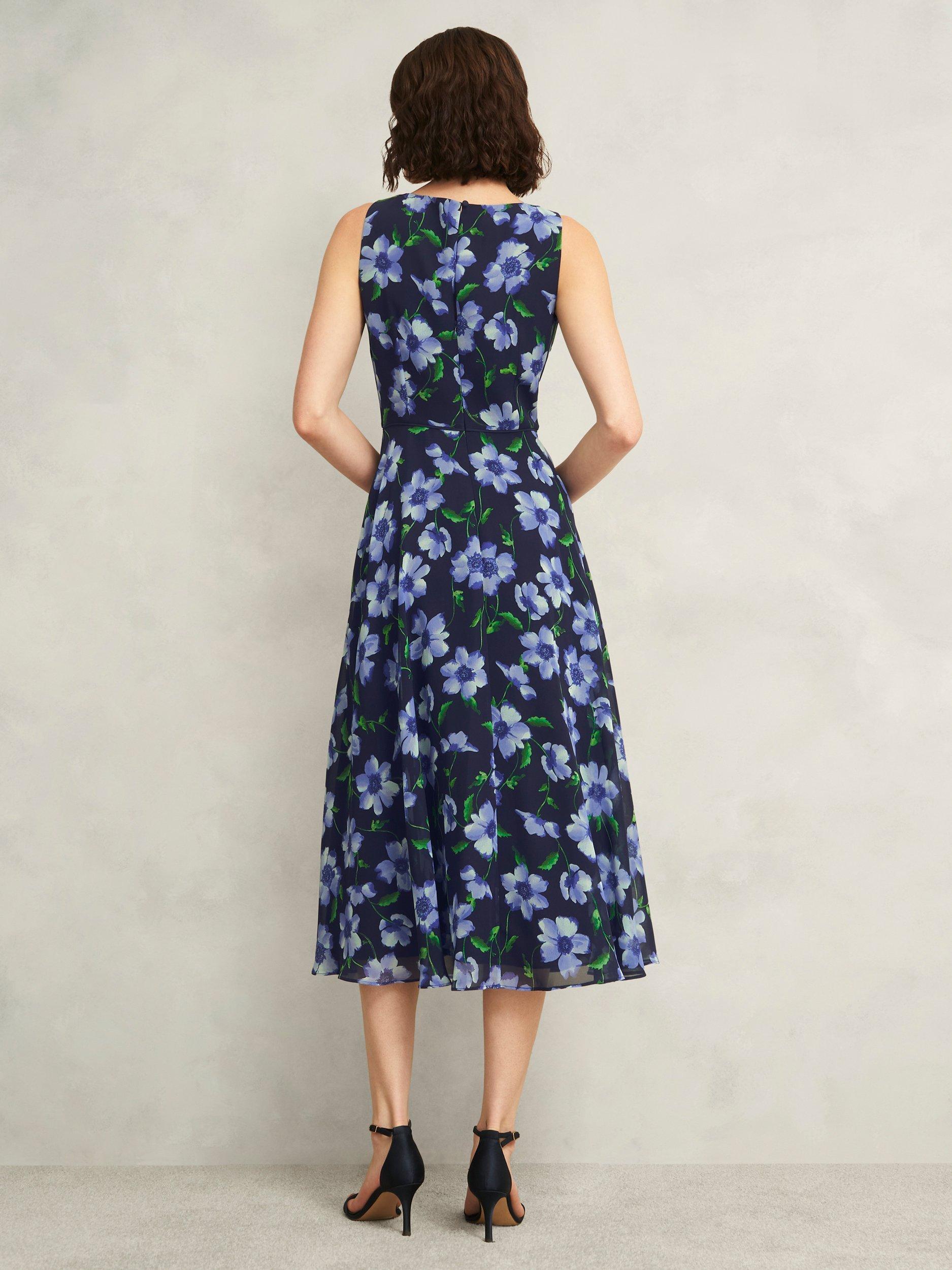 Product image 2 of 5, which shows Hobbs Petite Carly Floral Dress, Midnight/Multi, 12