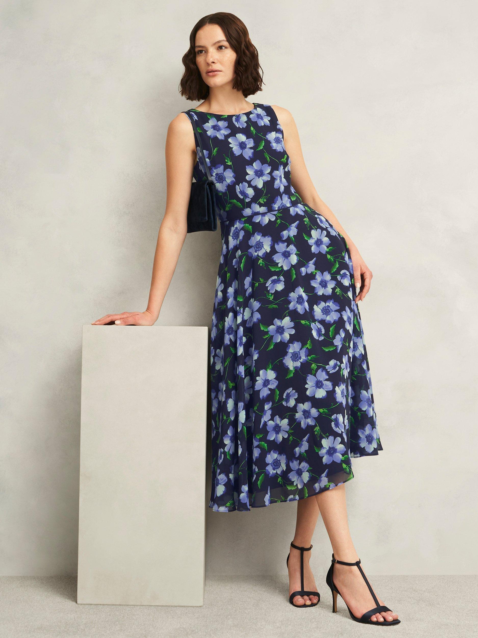 Product image 5 of 5, which shows Hobbs Petite Carly Floral Dress, Midnight/Multi, 12