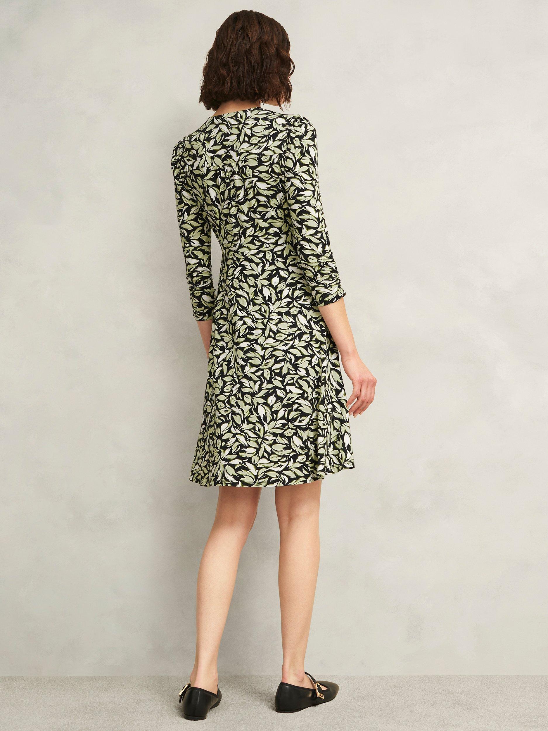 Product image 2 of 5, which shows Hobbs Petite Elosie Abstract Jersey Dress, Navy/Multi, 10