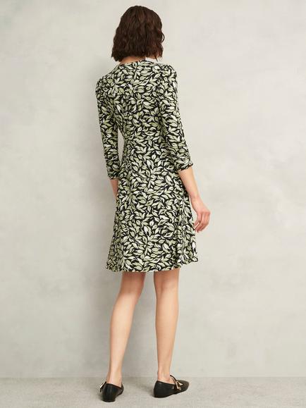 Hobbs Petite Elosie Abstract Jersey Dress, Navy/Multi - view 2, Navy/Multi
