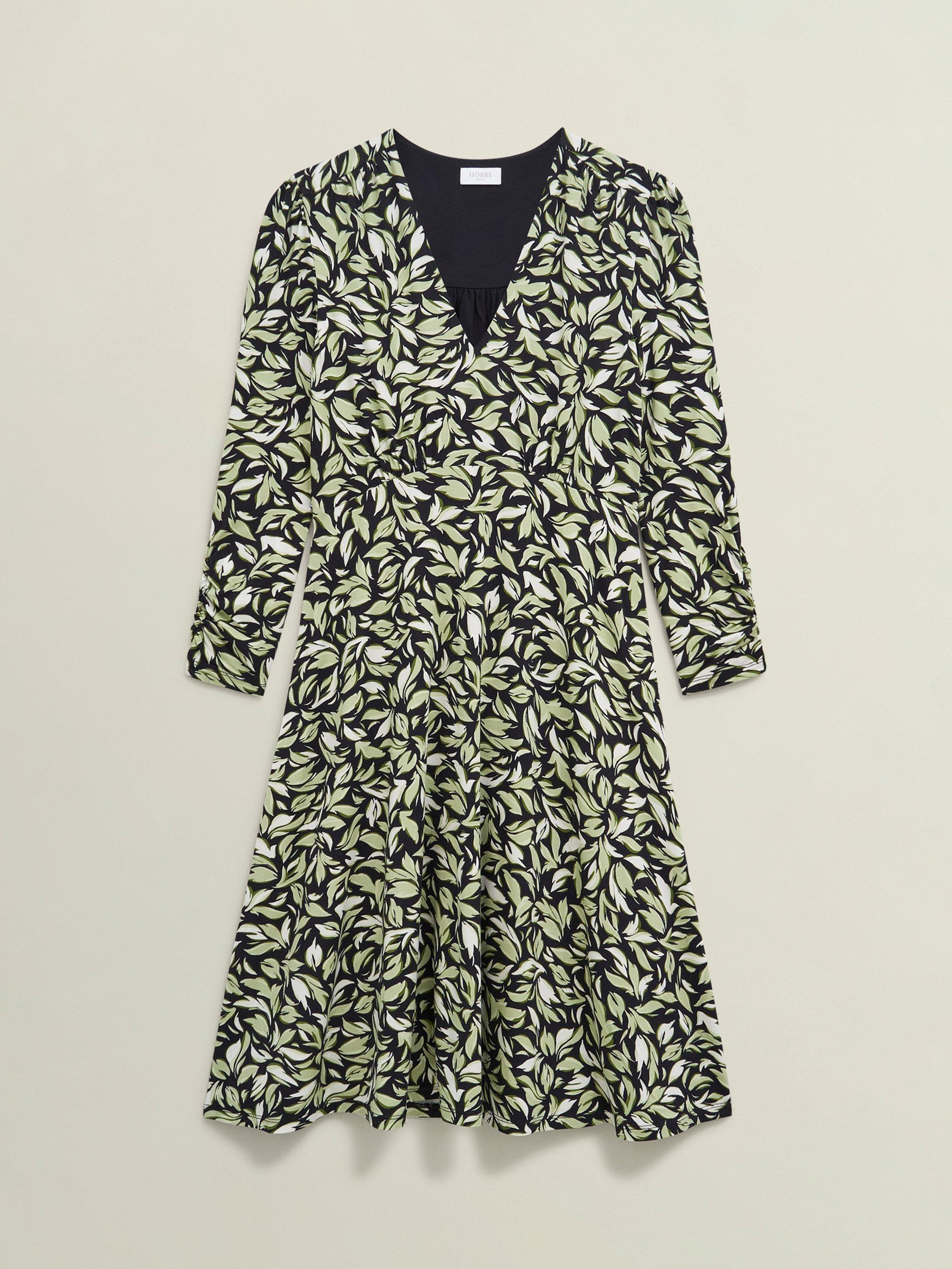 Product image 4 of 5, which shows Hobbs Petite Elosie Abstract Jersey Dress, Navy/Multi, 10