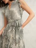 Hobbs Petite Nina Polka Dot Midi Dress, Cream/Black