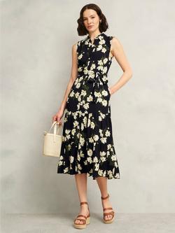 Hobbs Petite Thea Floral Shirt Dress, Navy/Multi, Navy/Multi