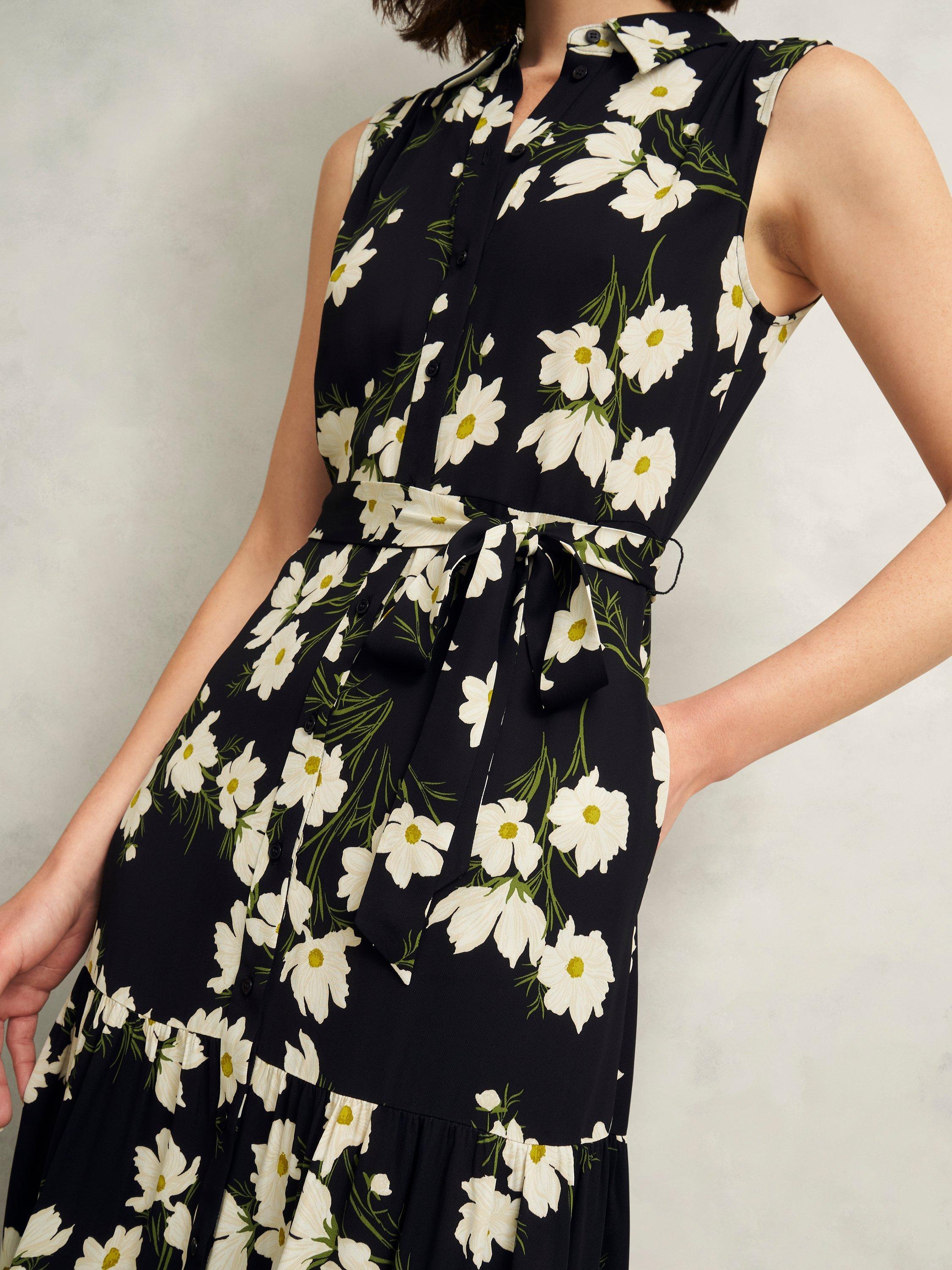 Product image 3 of 5, which shows Hobbs Petite Thea Floral Shirt Dress, Navy/Multi, 10