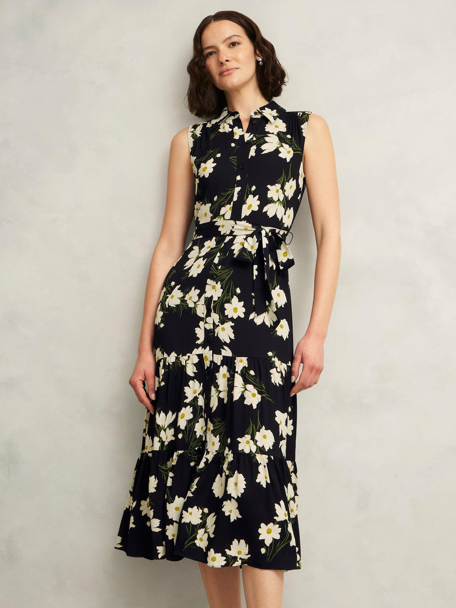 Product image 5 of 5, which shows Hobbs Petite Thea Floral Shirt Dress, Navy/Multi, 10