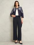 Hobbs Petite Mel Wide Leg Trousers, Navy