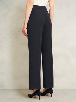 Hobbs Petite Mel Wide Leg Trousers, Navy - view 2, Navy