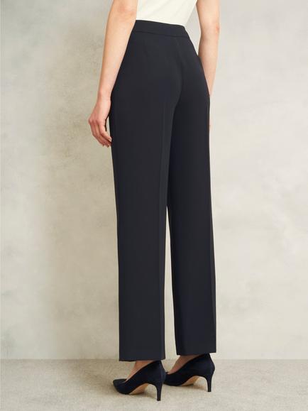 Hobbs Petite Mel Wide Leg Trousers, Navy - view 2, Navy