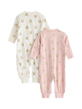 Lindex Baby Cotton Zipped Animal Print Pyjama Set, Light Dusty Pink