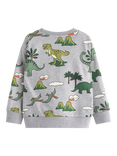 Lindex Kids' Cotton Blend Relaxed Dinosaur Print Sweatshirt, Grey Melange