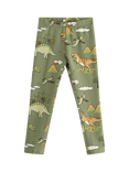 Lindex Kids' Elasticated Dinosaur Print Leggings, Light Dusty Green