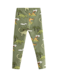 Lindex Kids' Elasticated Dinosaur Print Leggings, Light Dusty Green