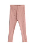 Lindex Kids' Ribbed Floral Print Leggings, Dusty Pink