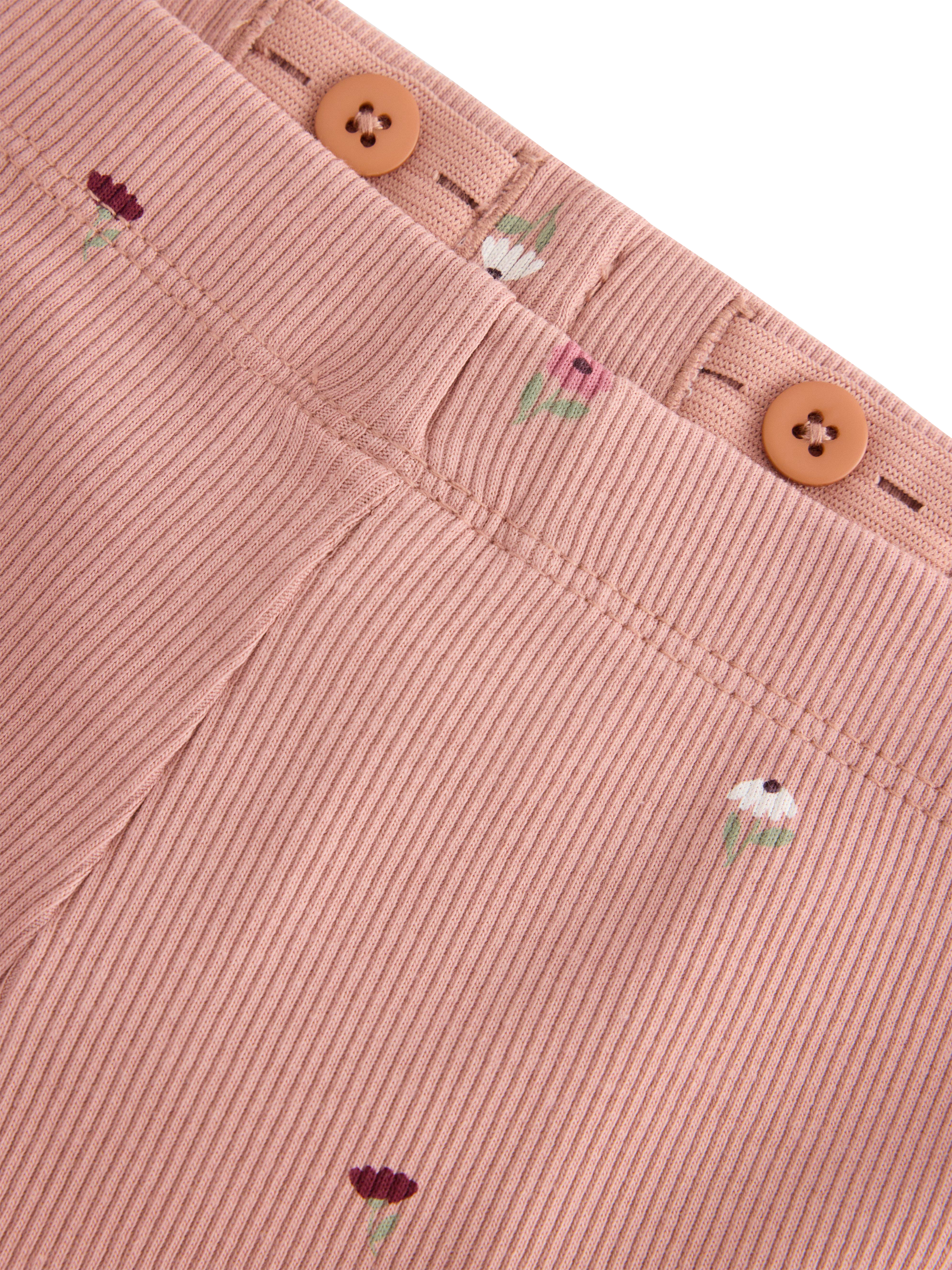 Product image 3 of 3, which shows Lindex Kids' Ribbed Floral Print Leggings, Dusty Pink, 2-3 years