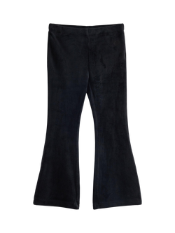 Lindex Kids' Velour Elasticated Flared Leggings, Black, Black
