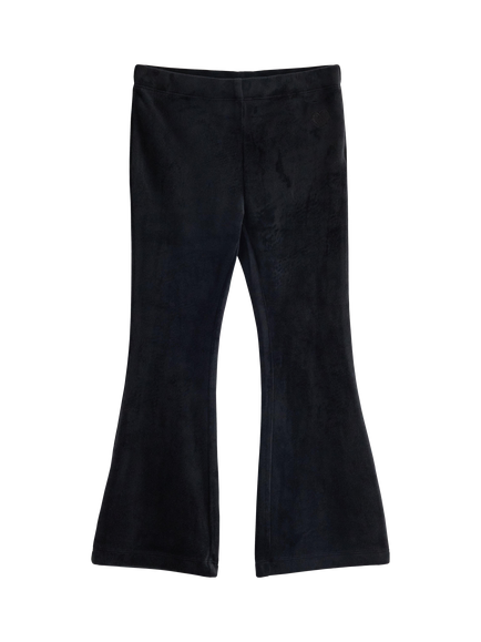 Lindex Kids' Velour Elasticated Flared Leggings, Black, Black