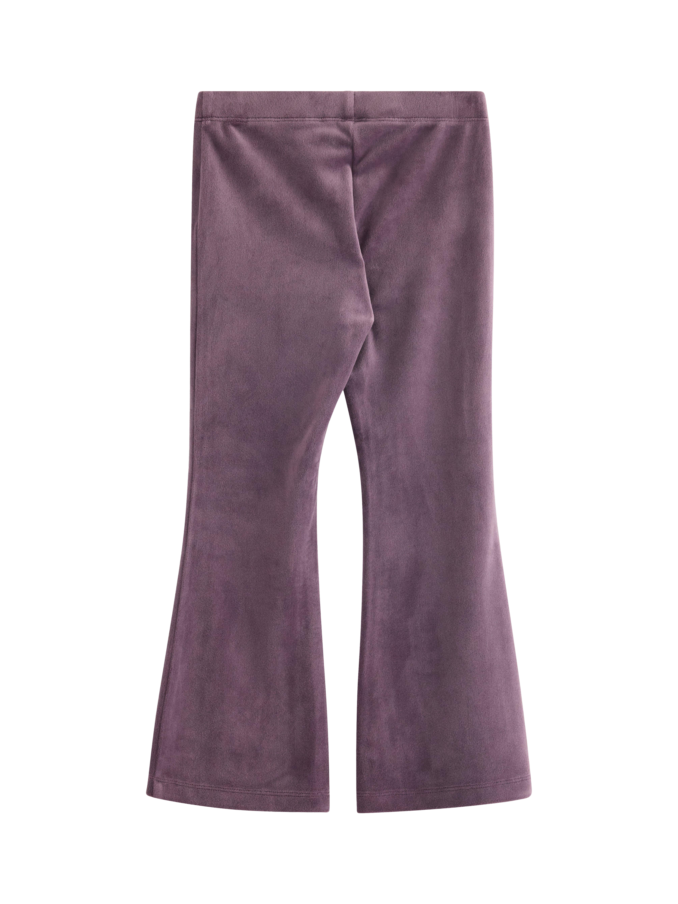 Product image 2 of 3, which shows Lindex Kids' Velour Elasticated Flared Leggings, Light Dusty Lilac, 4-5 years