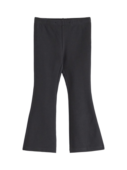 Lindex Kids' Brushed Cotton Flared Leggings, Black, Black