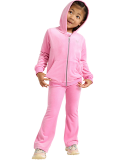 Lindex Kids' Velour Relaxed Hooded Jacket, Pink, Pink