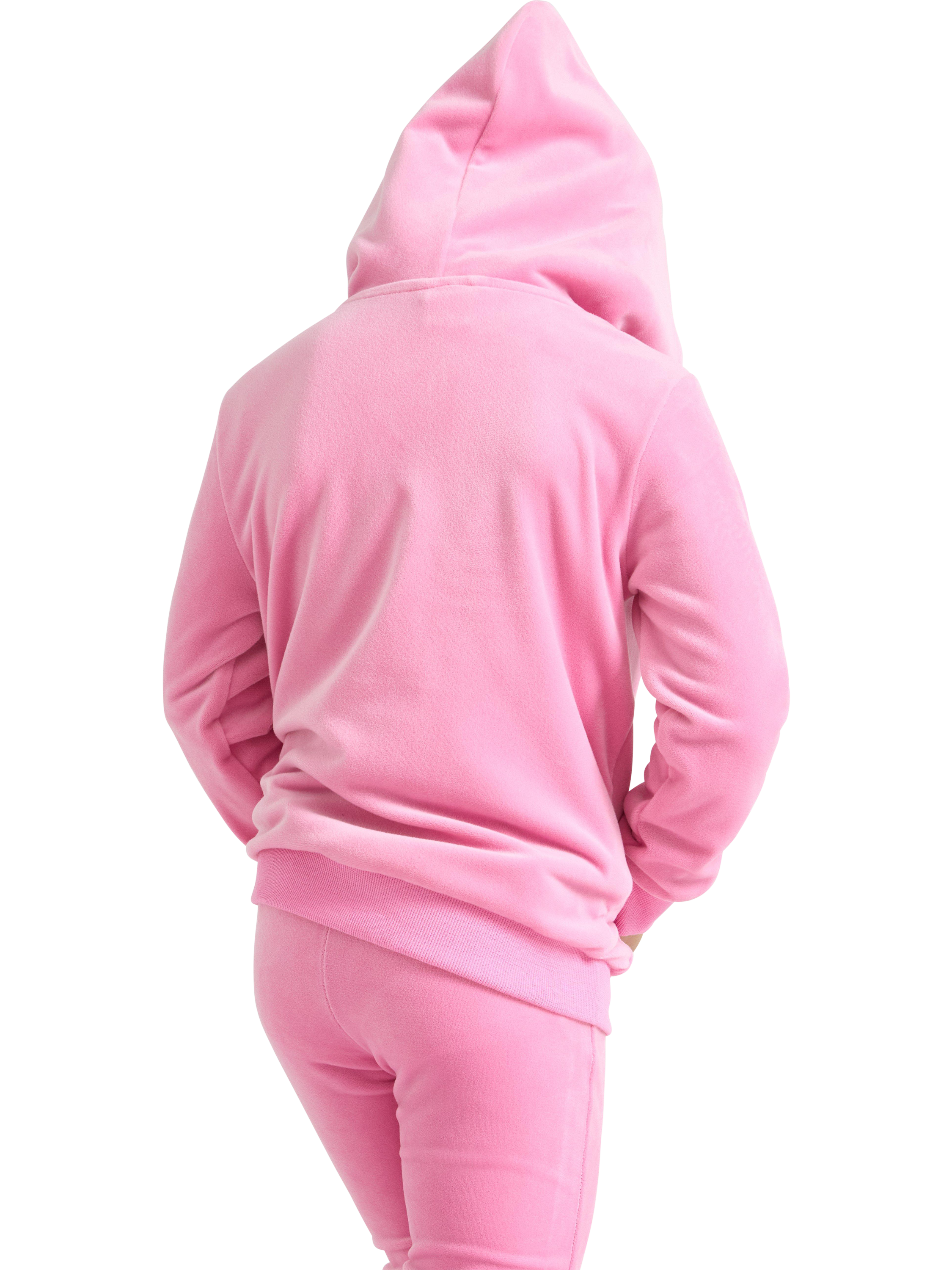 Product image 2 of 6, which shows Lindex Kids' Velour Relaxed Hooded Jacket, Pink, 2-4 years