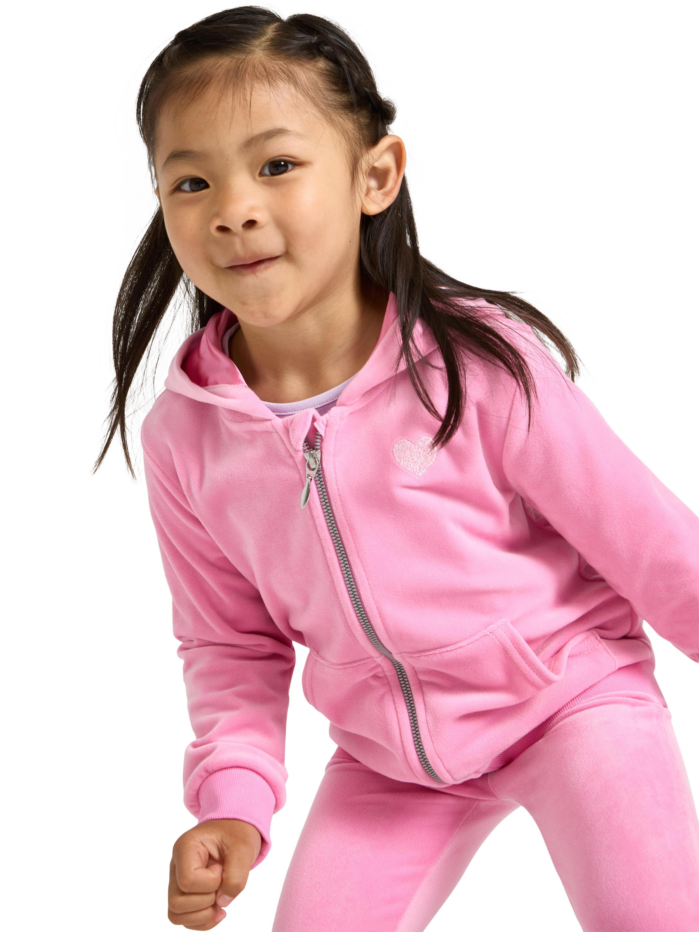 Product image 3 of 6, which shows Lindex Kids' Velour Relaxed Hooded Jacket, Pink, 2-4 years