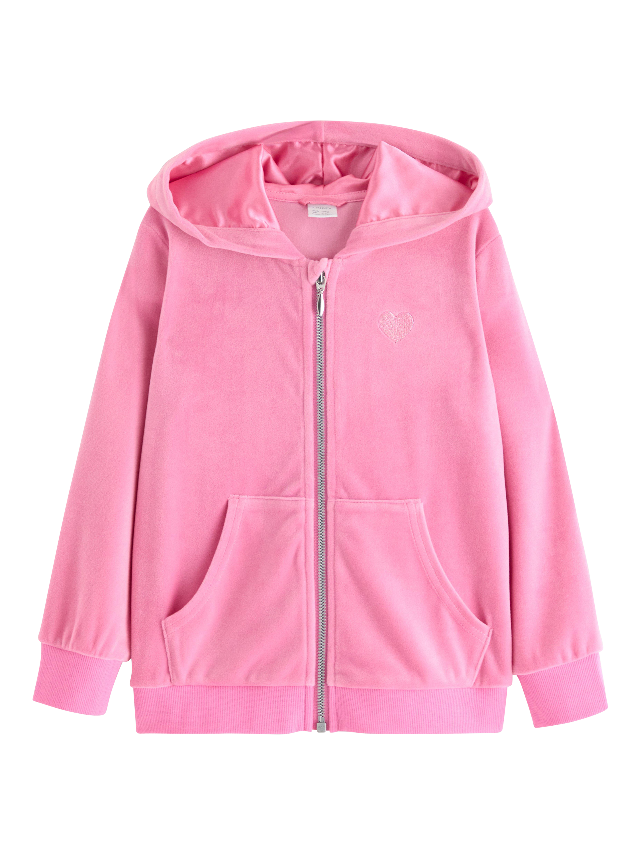 Product image 4 of 6, which shows Lindex Kids' Velour Relaxed Hooded Jacket, Pink, 2-4 years