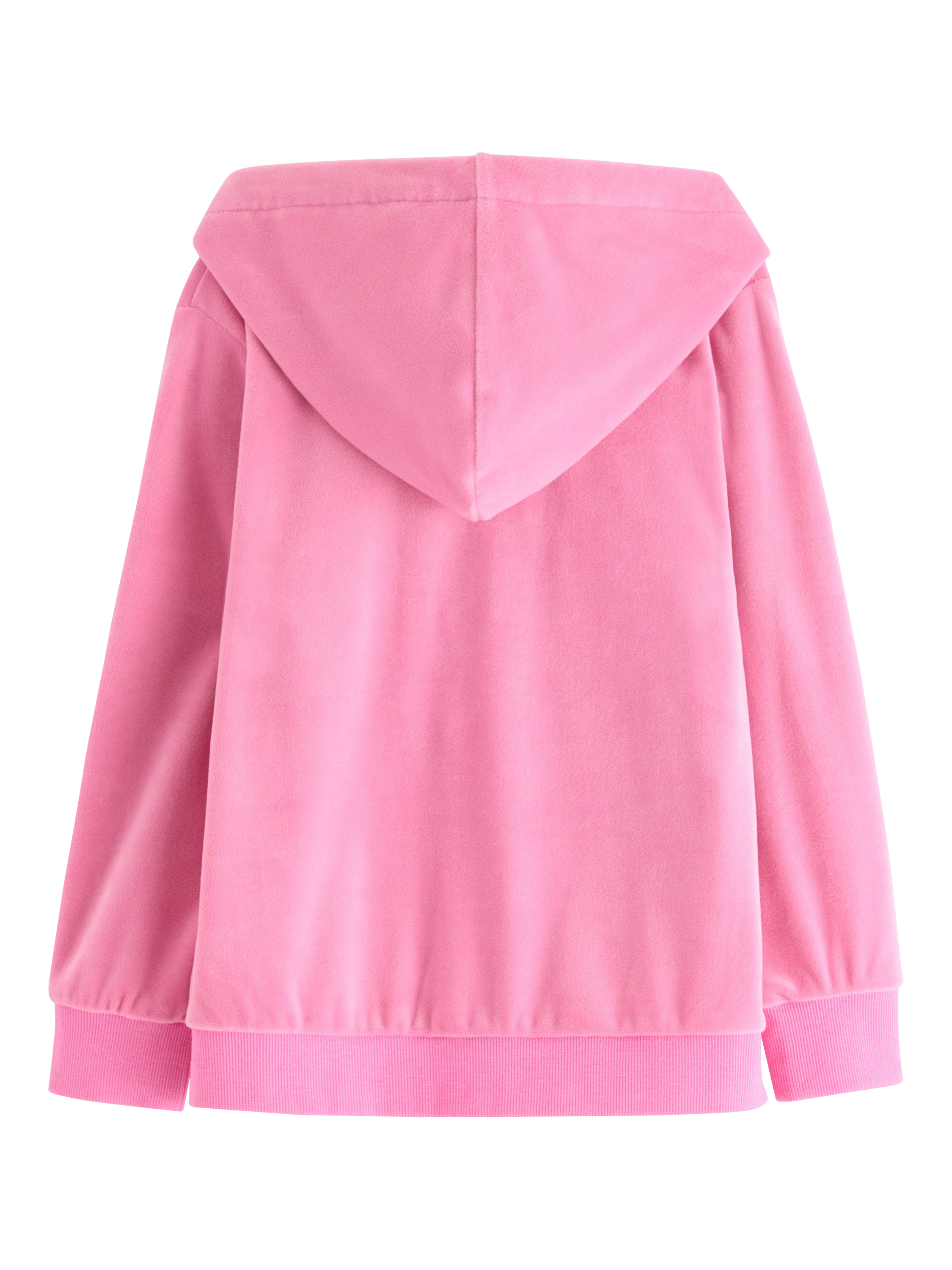 Product image 5 of 6, which shows Lindex Kids' Velour Relaxed Hooded Jacket, Pink, 2-4 years