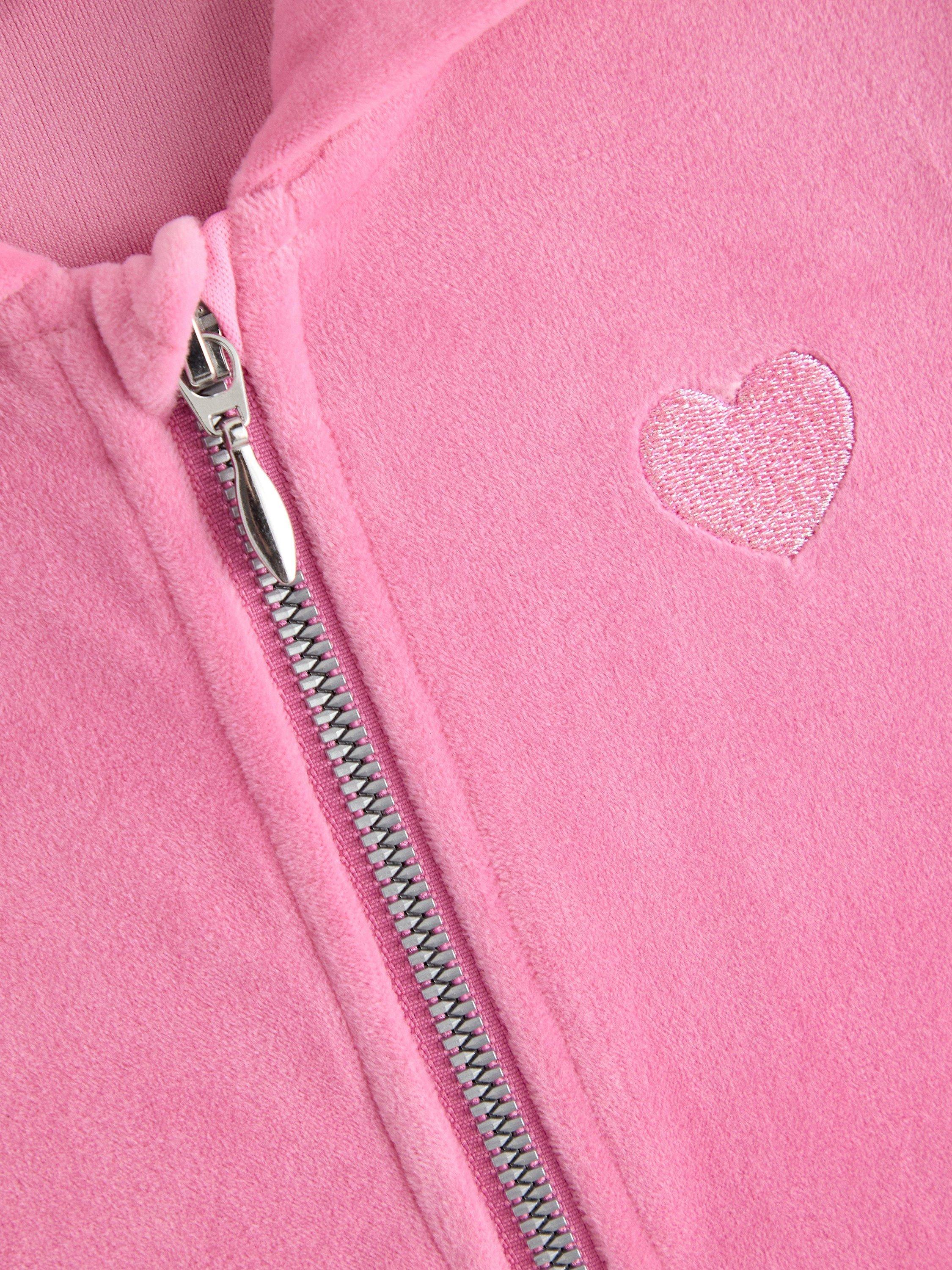 Product image 6 of 6, which shows Lindex Kids' Velour Relaxed Hooded Jacket, Pink, 2-4 years