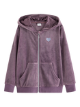Lindex Kids' Velour Relaxed Hooded Jacket, Light Dusty Lilac