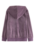 Lindex Kids' Velour Relaxed Hooded Jacket, Light Dusty Lilac