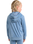 Lindex Kids' Velour Relaxed Hooded Jacket, Light Dusty Blue