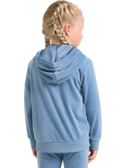 Lindex Kids' Velour Relaxed Hooded Jacket, Light Dusty Blue - view 2, Light Dusty Blue