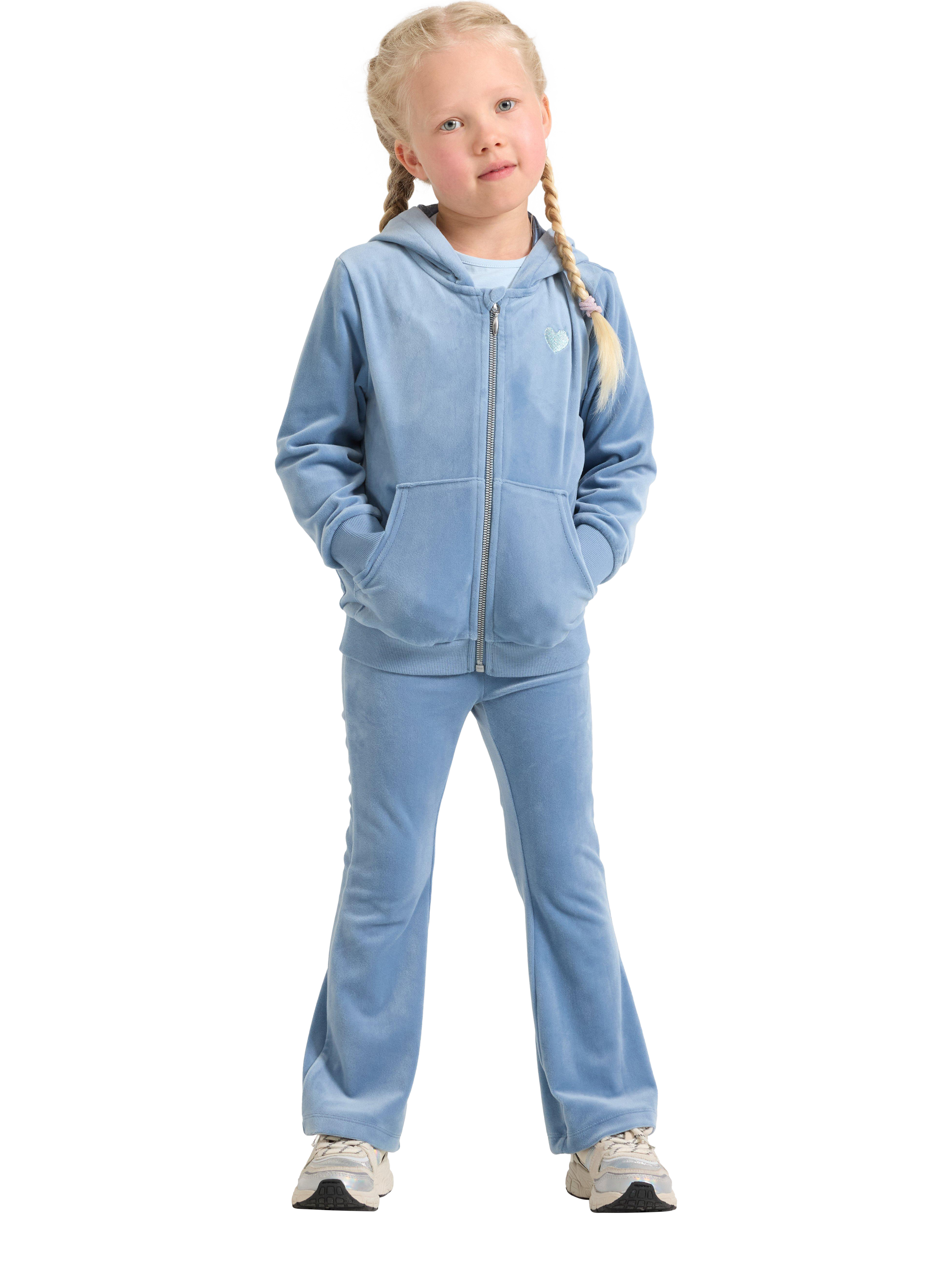 Product image 3 of 6, which shows Lindex Kids' Velour Relaxed Hooded Jacket, Light Dusty Blue, 18-24 months