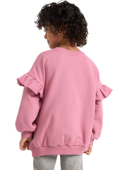 Lindex Kids' Cotton Sequin Unicorn Frill Jumper, Dusty Pink - view 2, Dusty Pink