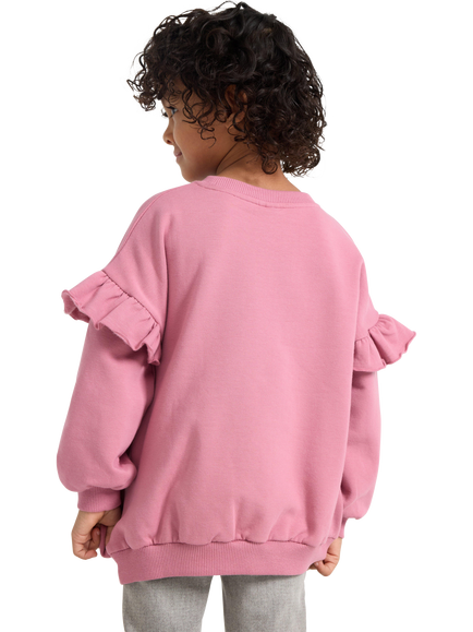 Lindex Kids' Cotton Sequin Unicorn Frill Jumper, Dusty Pink - view 2, Dusty Pink