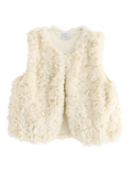 Lindex Kids' Sleeveless Faux Fur Sweater Vest, Light Dusty White