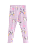 Lindex Kids' Elasticated Kitten Print Leggings, Light Lilac
