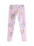Lindex Kids' Elasticated Kitten Print Leggings, Light Lilac